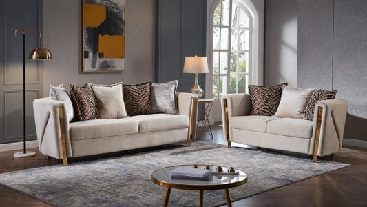 CHANELLE BEIGE SOFA AND LOVE