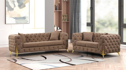 CONTEMPO BROWN SOFA AND LOVE