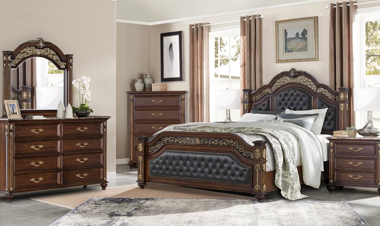 MARYA QUEEN BED DRESSER AND MIRROR