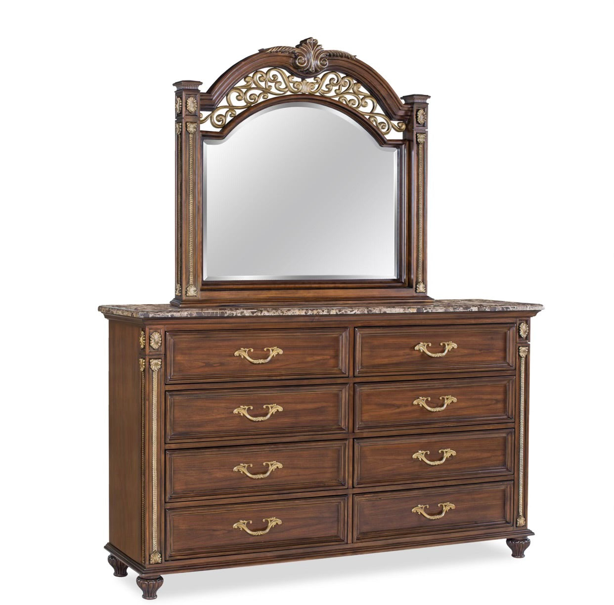 MARYA QUEEN BED DRESSER AND MIRROR