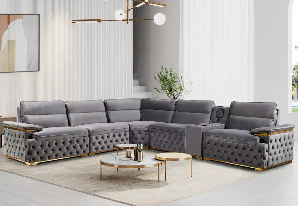 Java Velvet Sectional IN GRAY