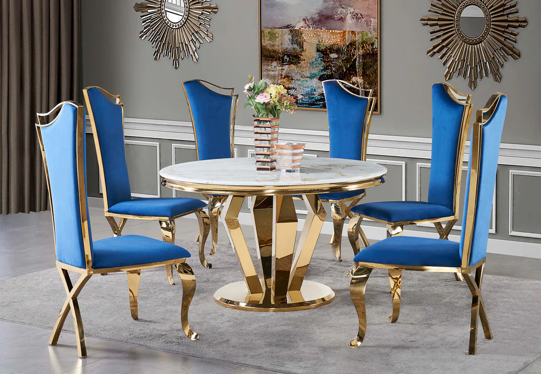 D116R - ROUND MARBLE TABLE WITH 4 CHAIRS