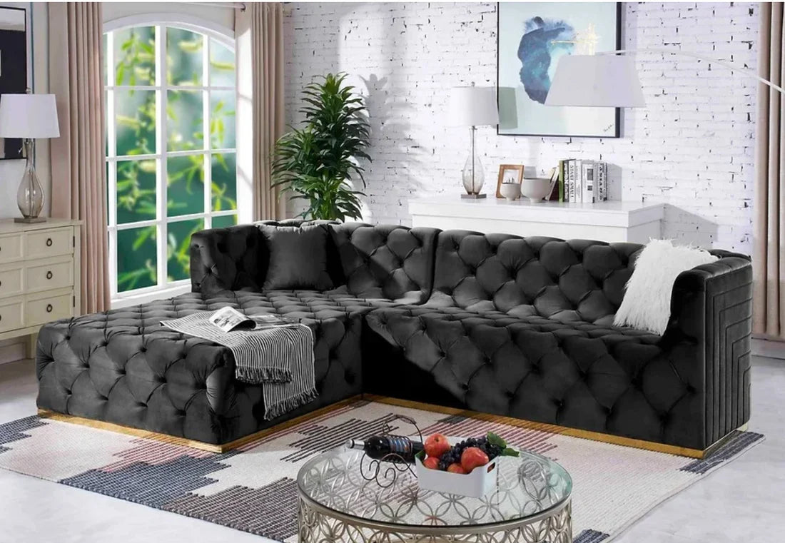 JULIA VELVET SECTIONAL IN BLACK