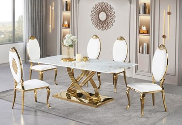 D2014 MARBLE TABLE WITH 6 CHAIRS