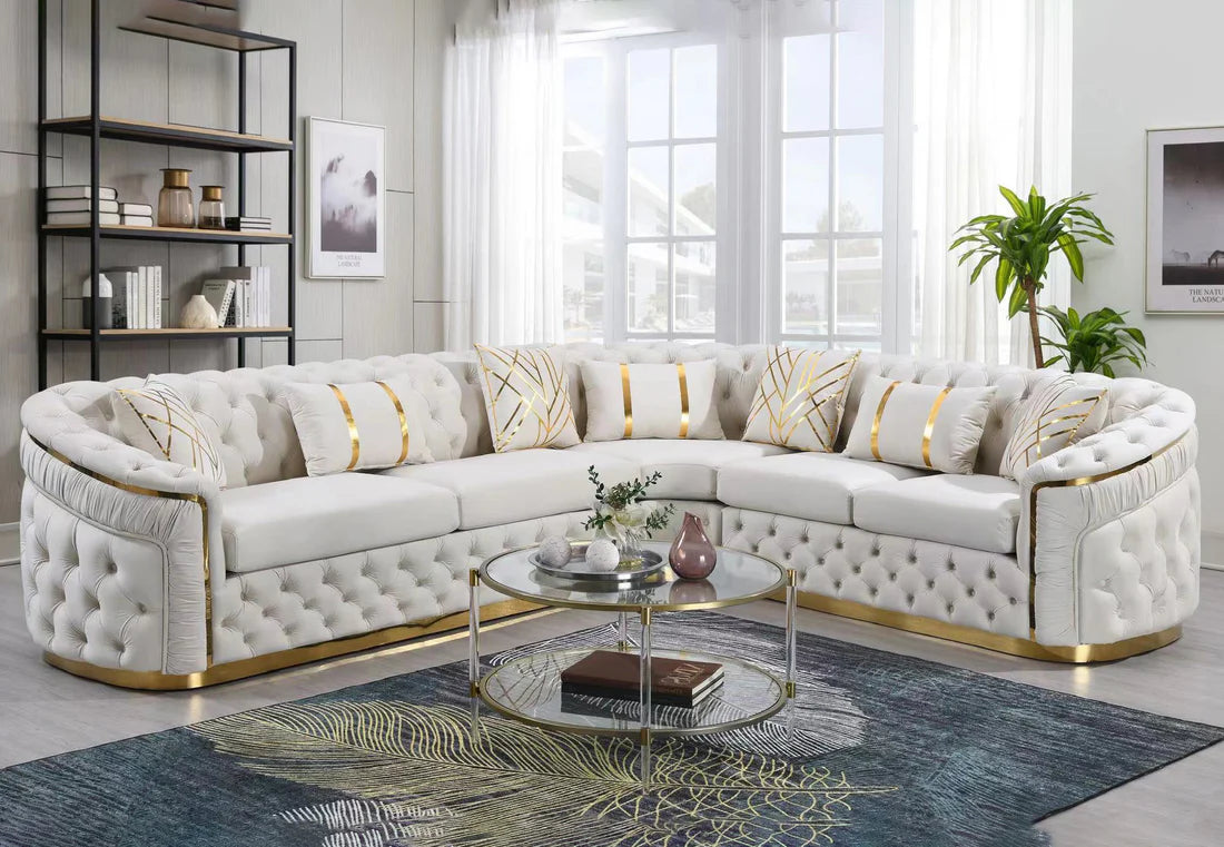 CORNER VELVET SECTIONAL IN GRAY